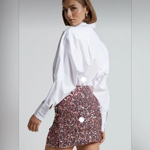 True Sequence MINI Skirt Size Small champaigne coloring Vintage 21 - Picture 11 of 11